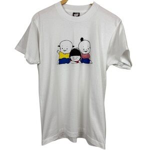 Anime Style Kids Short Sleeve, Crew Neck, White Graphic T-Shirt Unisex Large